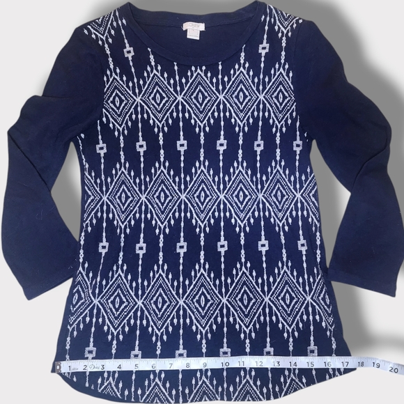 J. Crew Navy Blue Embroidered 3/4 Sleeve Sweater Top 100% Cotton Size Small - Picture 8 of 9